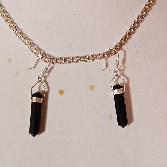 Hand Crafted Jewelry - Hand Crafted 90s Vintage Sterling Silver and Onyx Earrings